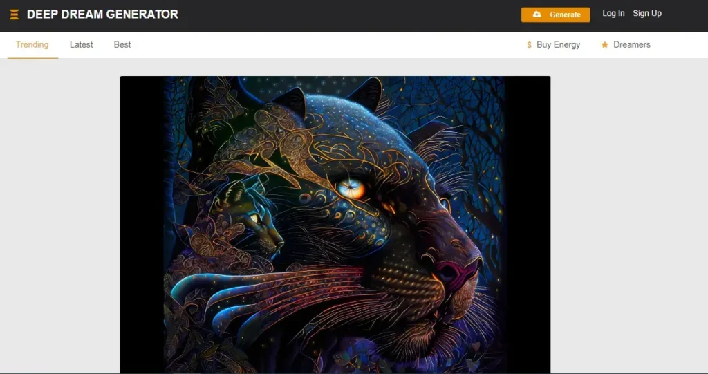 deap dream is an ai image generation website, text to image for free online 
